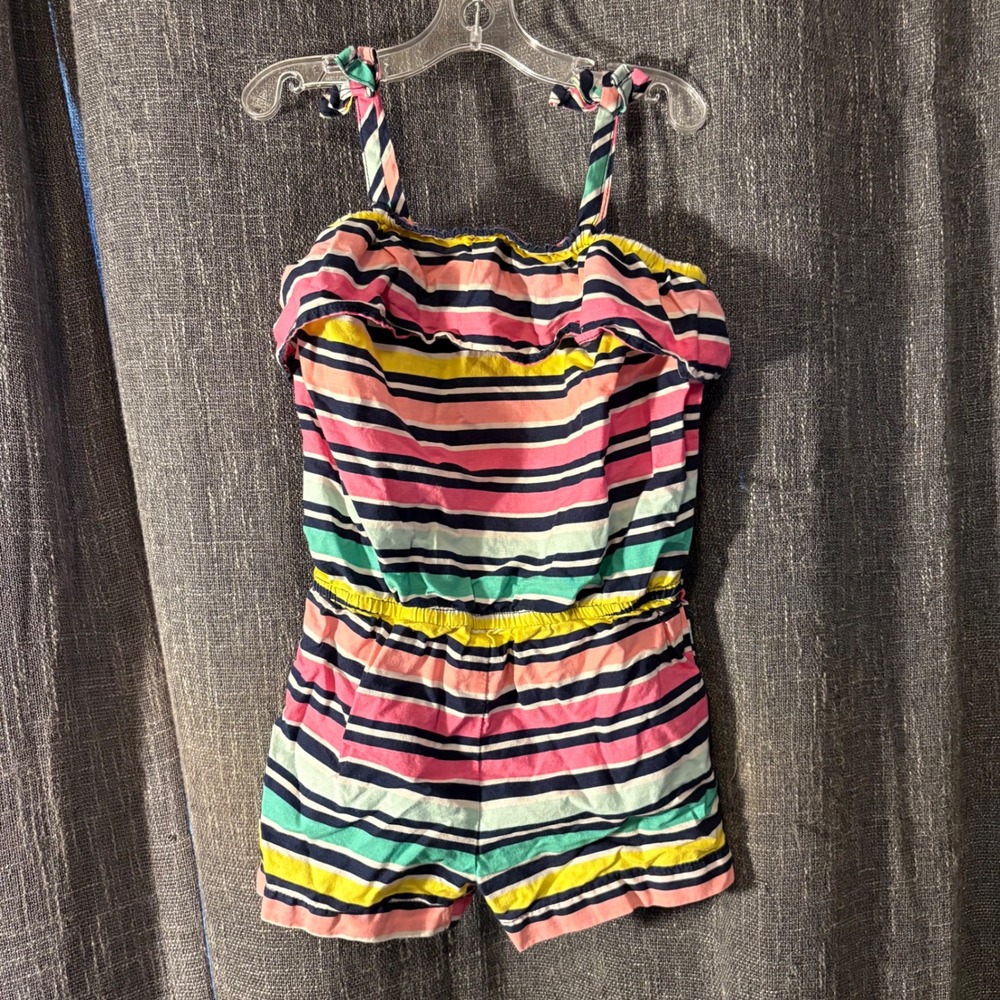 Healthtex Rainbow Stripe Sleeveless Ruffle Romper Jumpsuit (Girls 3T)‎